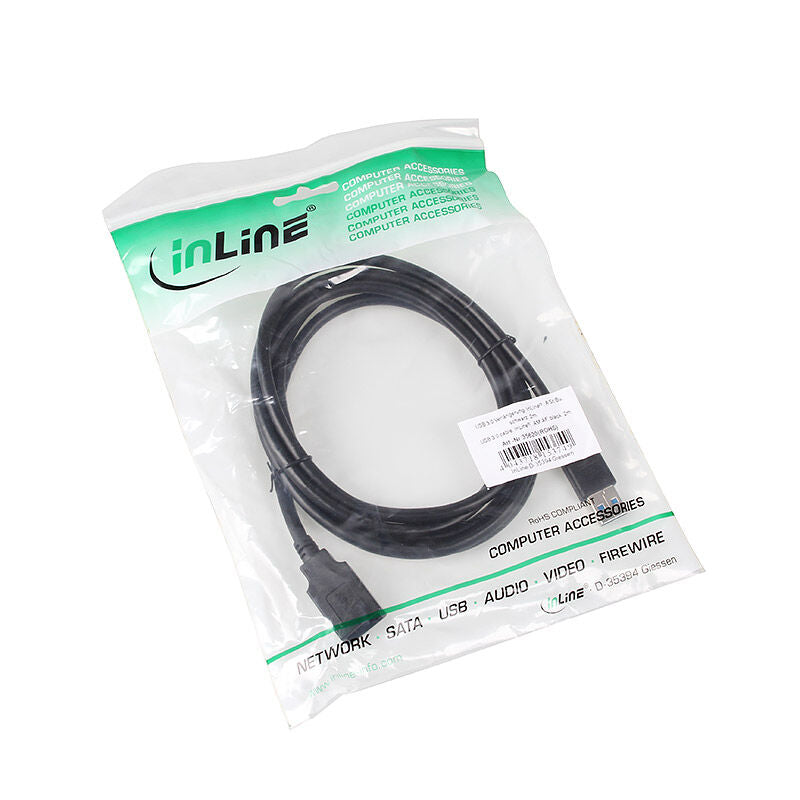 InLine USB 3.0 skjøtekabel A til A 2 m nærbilde av kontakt