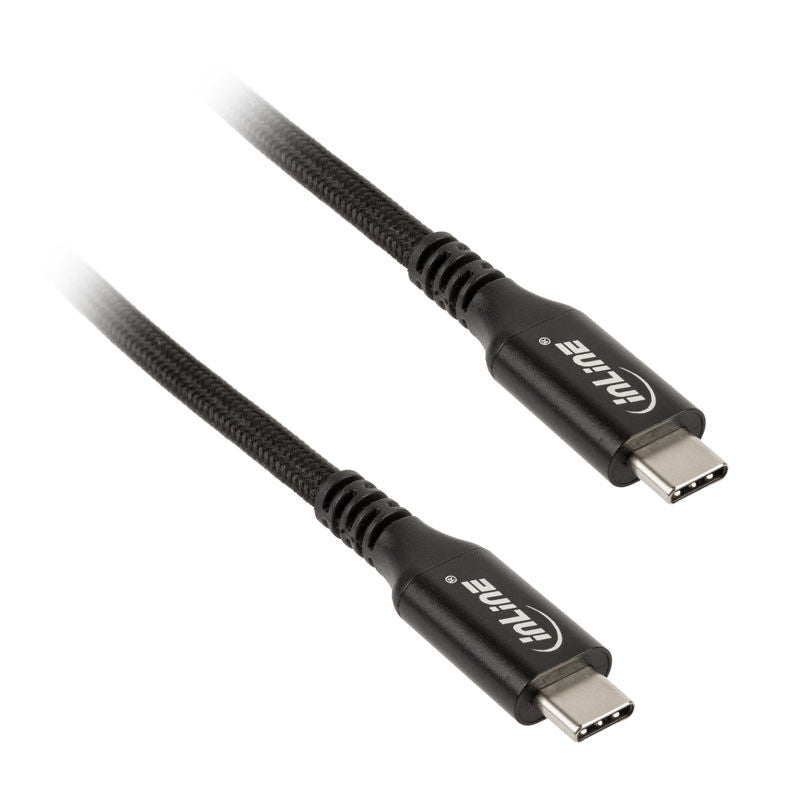 InLine USB4 kabel USB-C til USB-C svart 1 m forfra