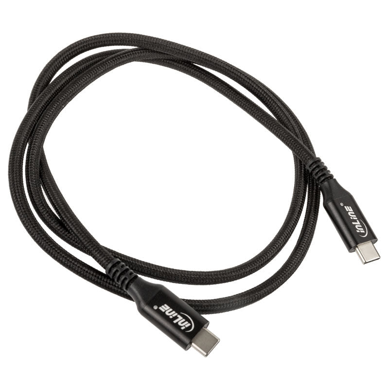 InLine USB4 kabel USB-C til USB-C svart 1 m bakside