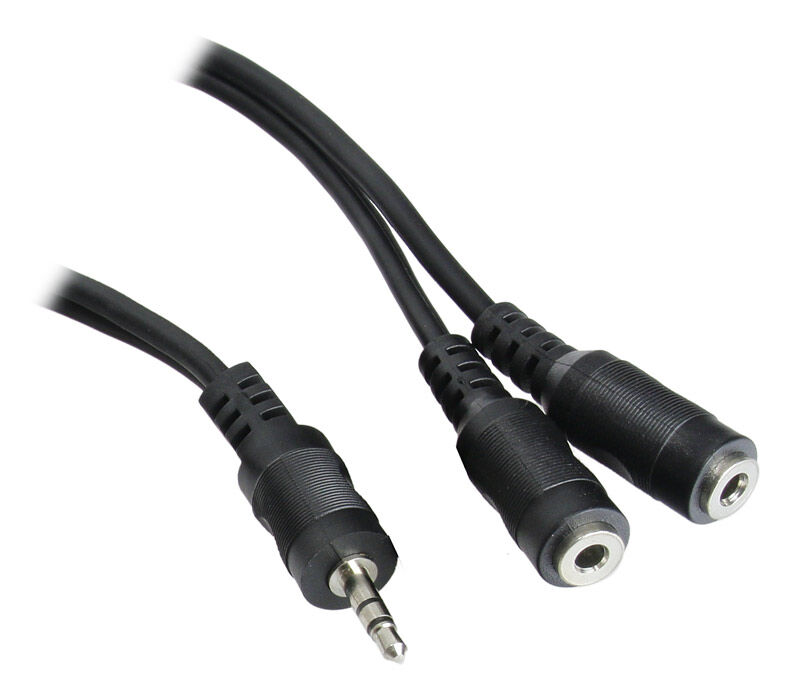 InLine Y-kabel 3,5 mm jack hann til 2x hunn forfra