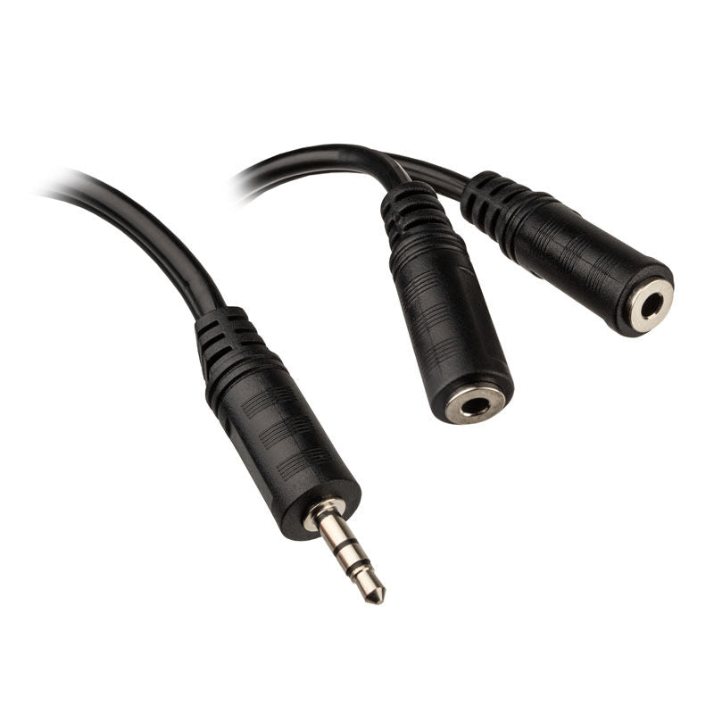 InLine Y-kabel 3,5 mm jack hann til 2x hunn stereo 2 m forfra