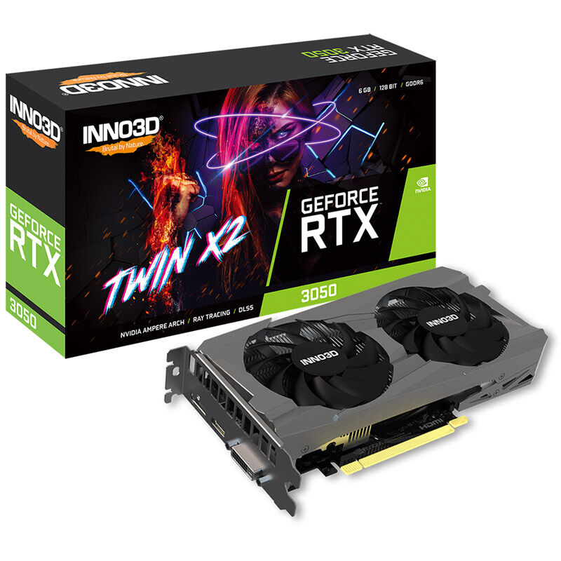 INNO3D GeForce RTX 3050 Twin X2 grafikkort forfra