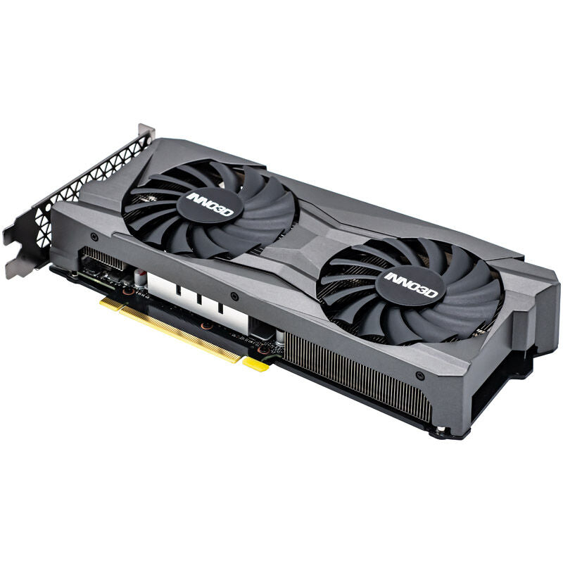 Nærbilde av INNO3D GeForce RTX 3060 Twin X2 OC grafikkort kontaktpunkter
