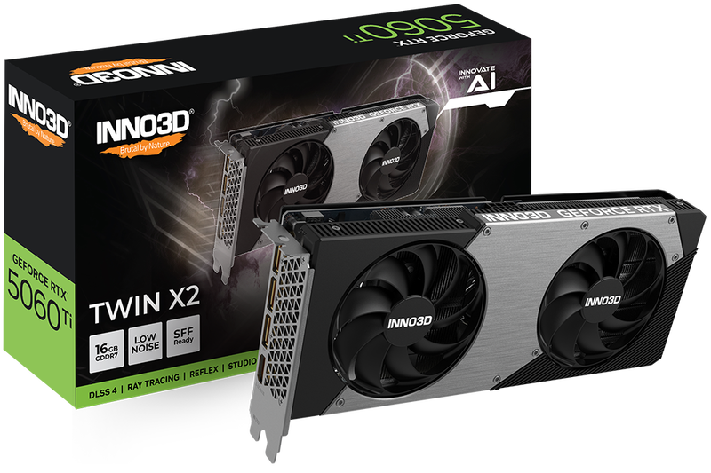 INNO3D GeForce RTX 5060 Ti Twin X2 grafikkort forfra