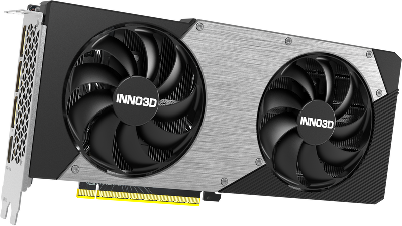 Nærbilde av INNO3D GeForce RTX 5060 Ti Twin X2 grafikkort vifte