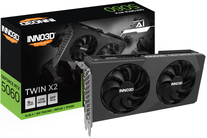 INNO3D GeForce RTX 5060 Twin X2 grafikkort forfra