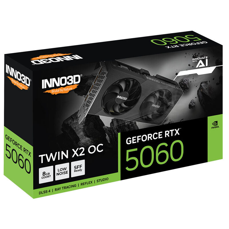Detaljbilde av INNO3D GeForce RTX 5060 Twin X2 OC grafikkort