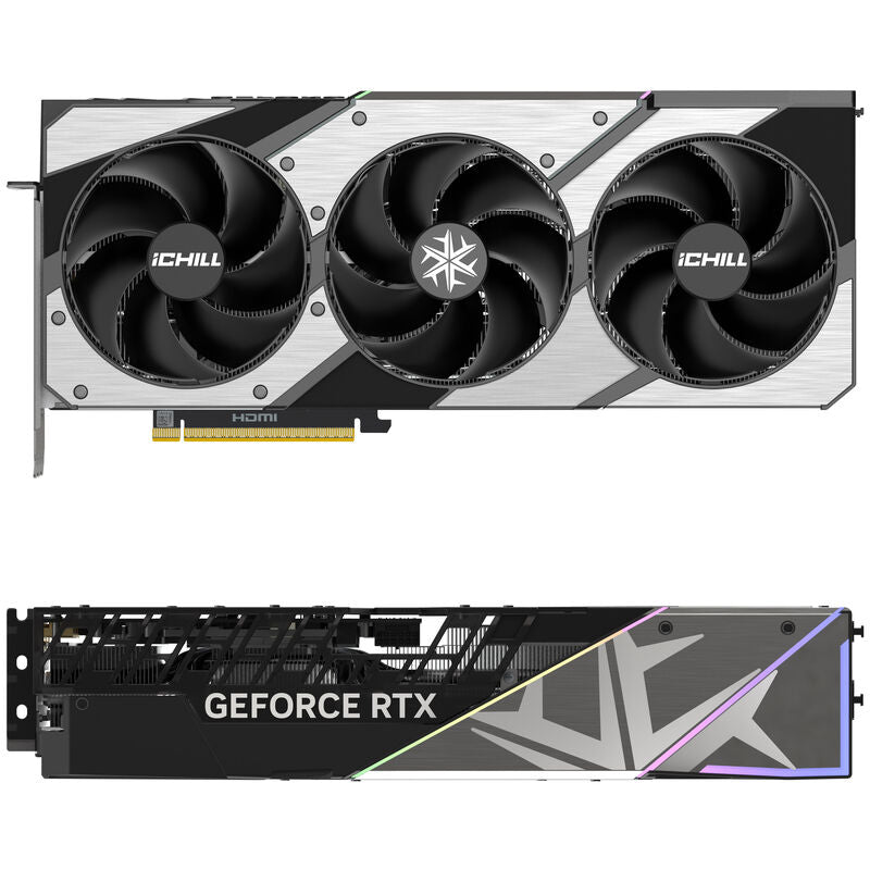 Detaljbilde av RGB-belysning på INNO3D GeForce RTX 5070 Ti iChill X3
