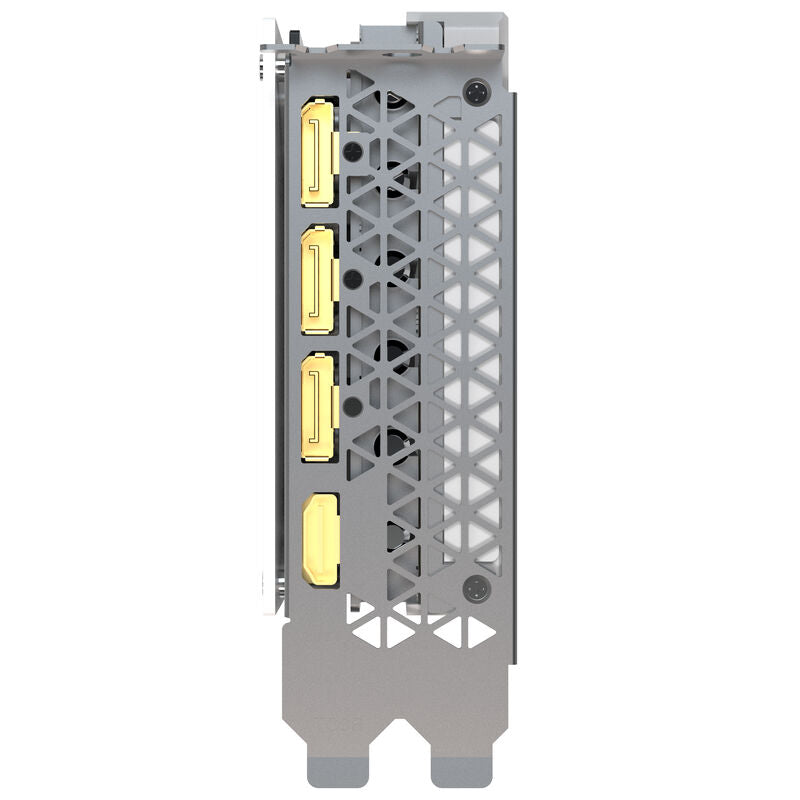 Nærbilde av INNO3D GeForce RTX 5070 Ti X3 OC White kjølesystem
