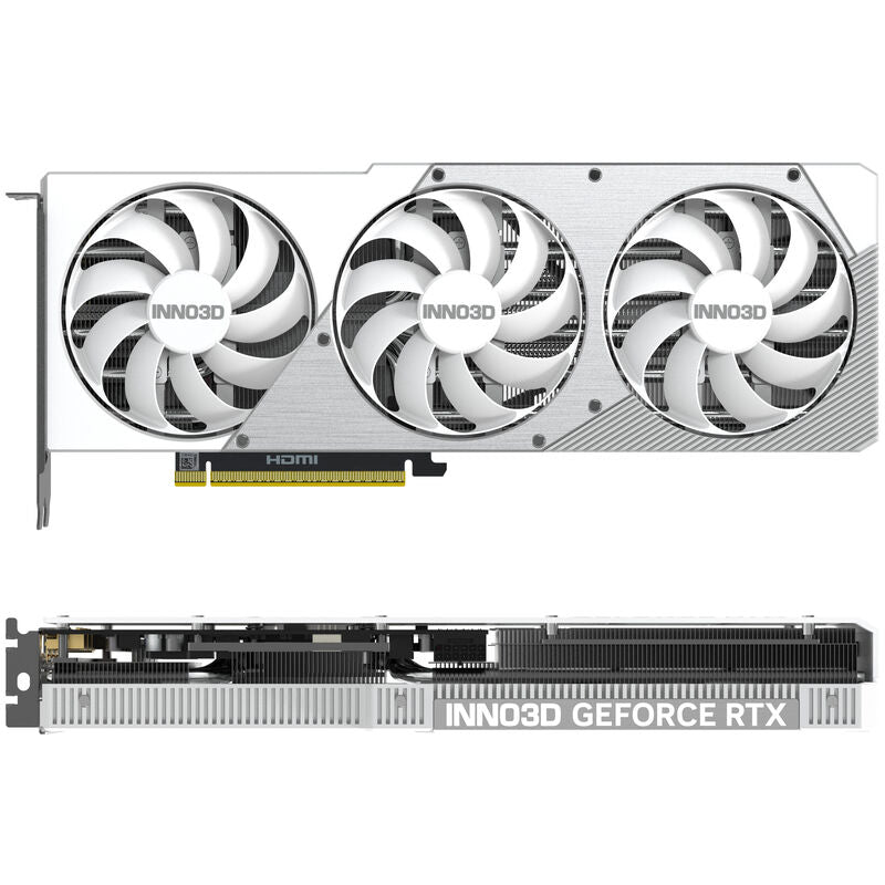 Detalj av INNO3D GeForce RTX 5070 Ti X3 OC White vifte