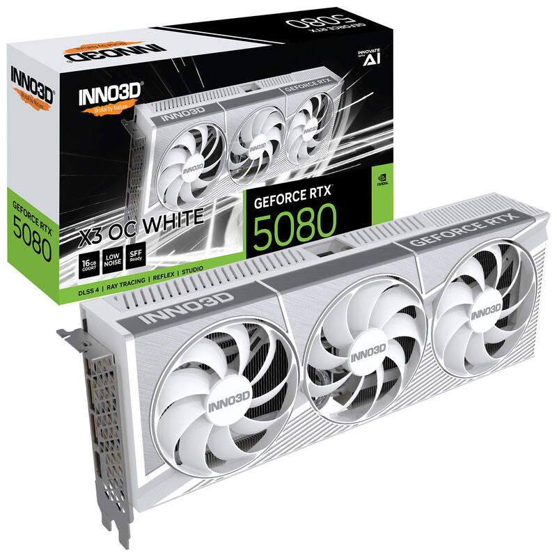 INNO3D GeForce RTX 5080 X3 OC White grafikkort forfra
