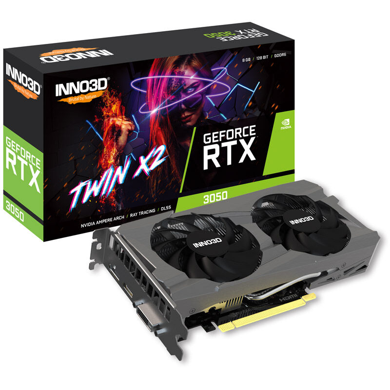 INNO3D RTX 3050 Twin X2 V2 grafikkort forfra