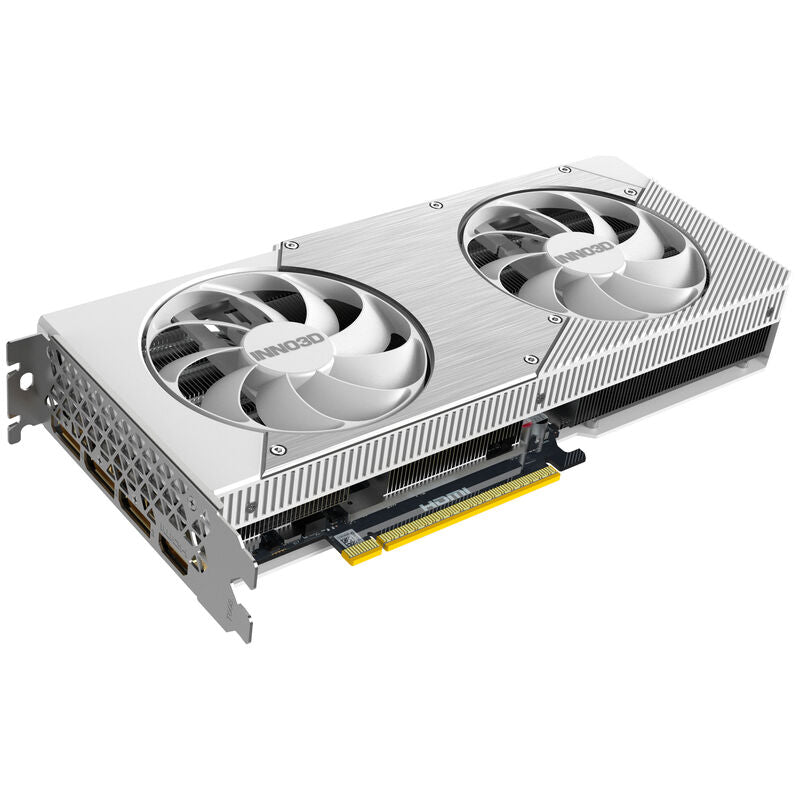 INNO3D RTX 5070 Twin X2 OC grafikkort bakside hvit