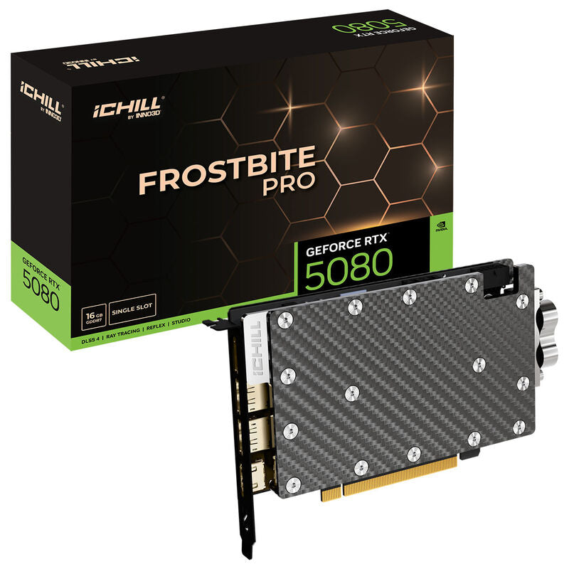 INNO3D RTX 5080 iCHILL Frostbite Pro grafikkort forfra