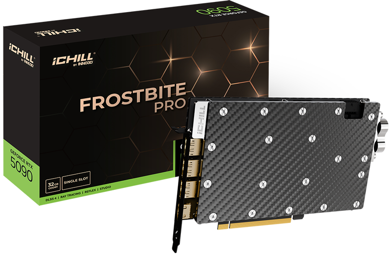 INNO3D RTX 5090 iCHILL Frostbite Pro grafikkort forfra