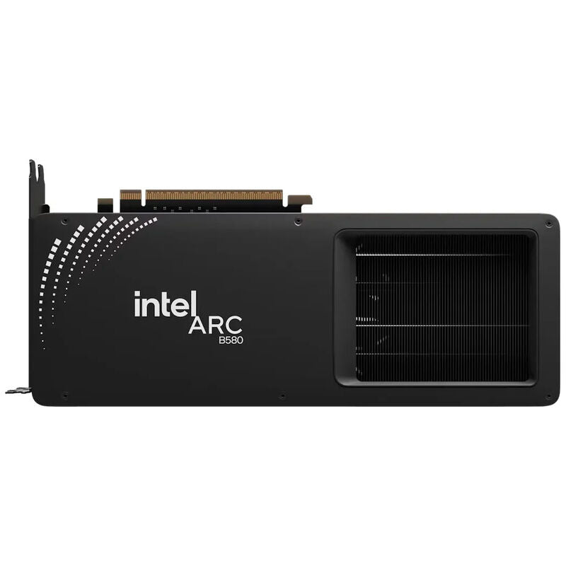 Detalj av kjølesystem på Intel Arc B580 Limited Edition