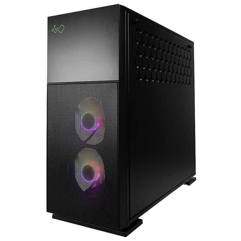 InWin 515 kabinett midtårn E-ATX herdet glass svart bakside