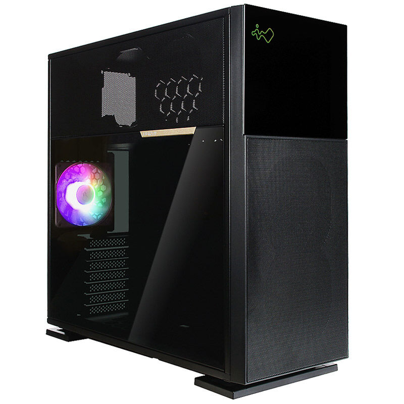 InWin 515 kabinett midtårn E-ATX herdet glass svart forfra