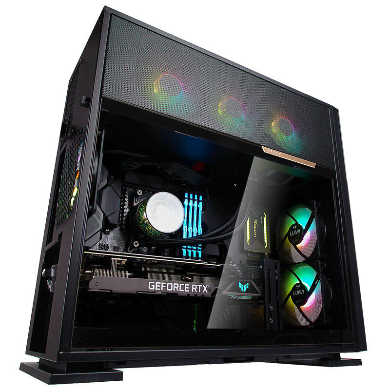 InWin 515 kabinett midtårn E-ATX herdet glass svart montert med hardware