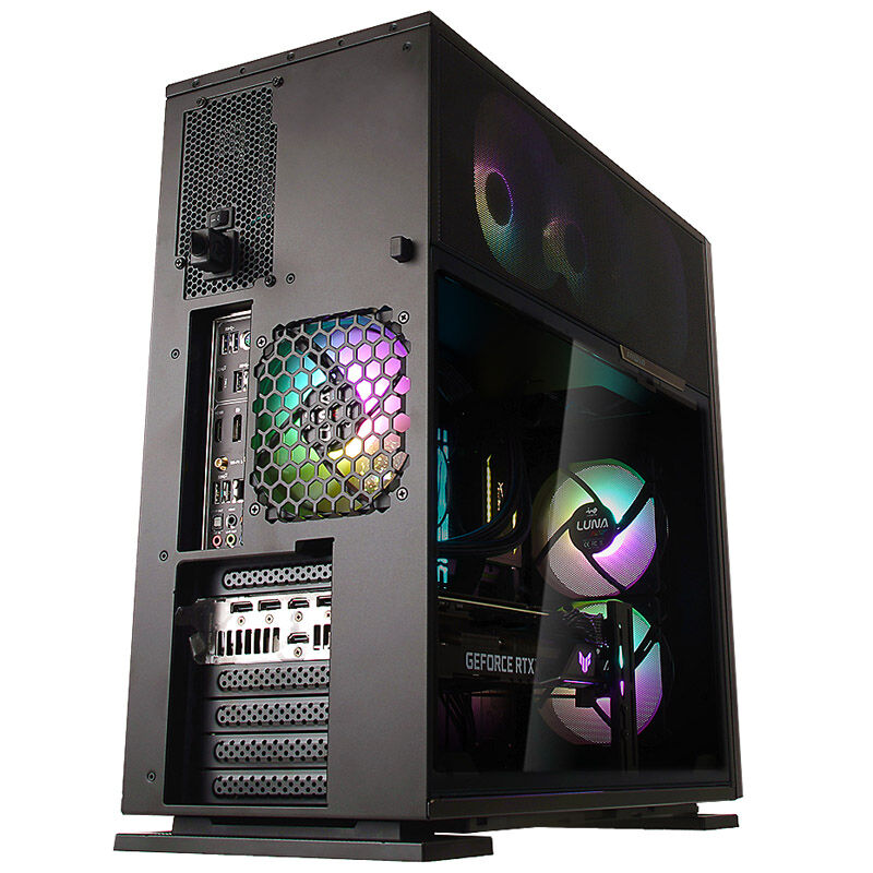 InWin 515 kabinett midtårn E-ATX herdet glass svart nærbilde av sidepanel