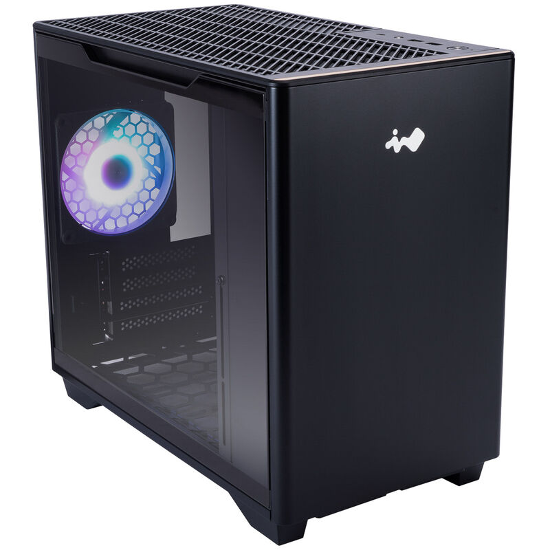 InWin A3 minitårn kabinett herdet glass mATX svart bakside