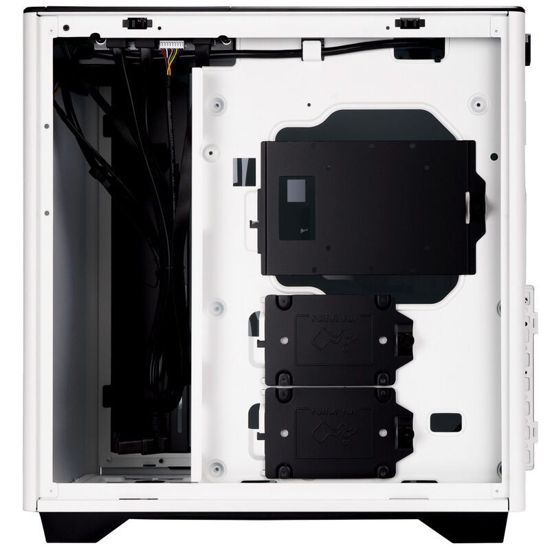 InWin A5 kabinett midtårn ATX herdet glass hvit med åpent deksel