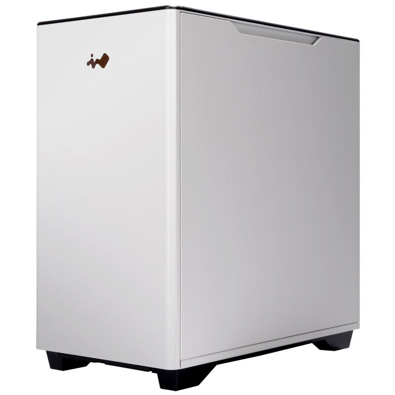 Detalj av InWin A5 kabinett midtårn ATX herdet glass hvit