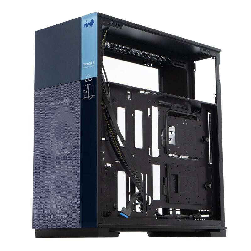 InWin F5 fulltårn kabinett svart E-ATX airflow montert med komponenter