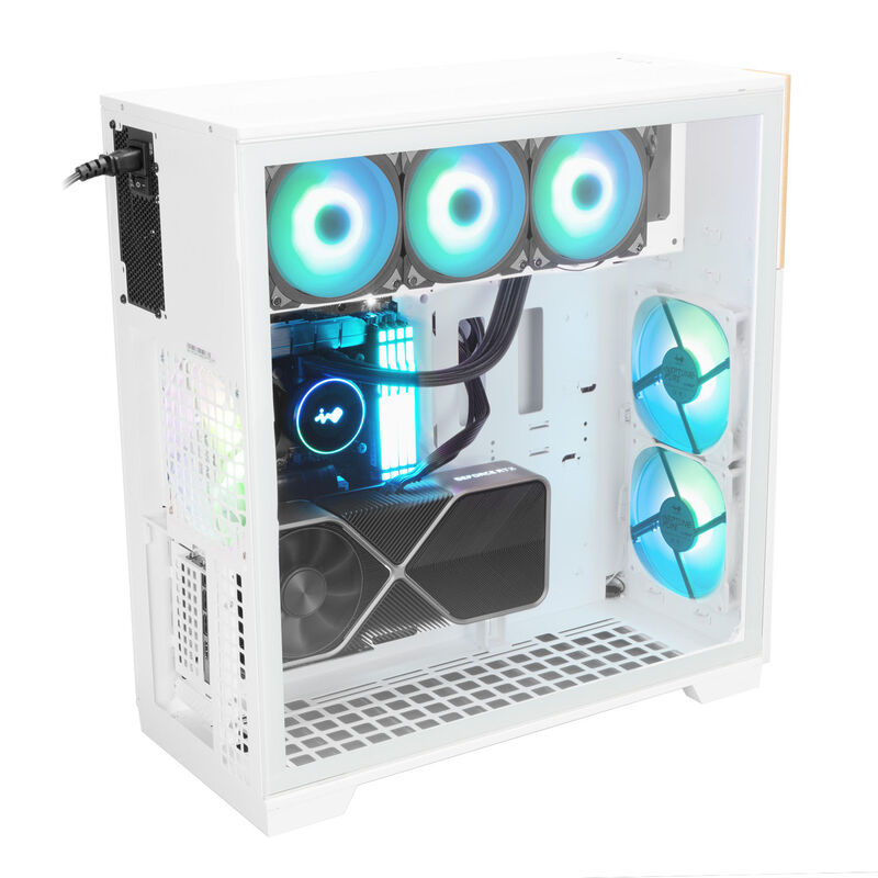 InWin F5 kabinett fulltårn E-ATX hvit innvendig layout