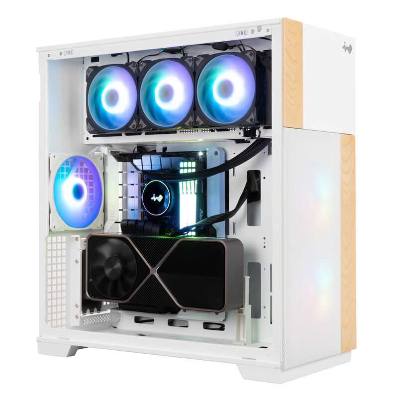 InWin F5 kabinett fulltårn E-ATX hvit I/O-panel