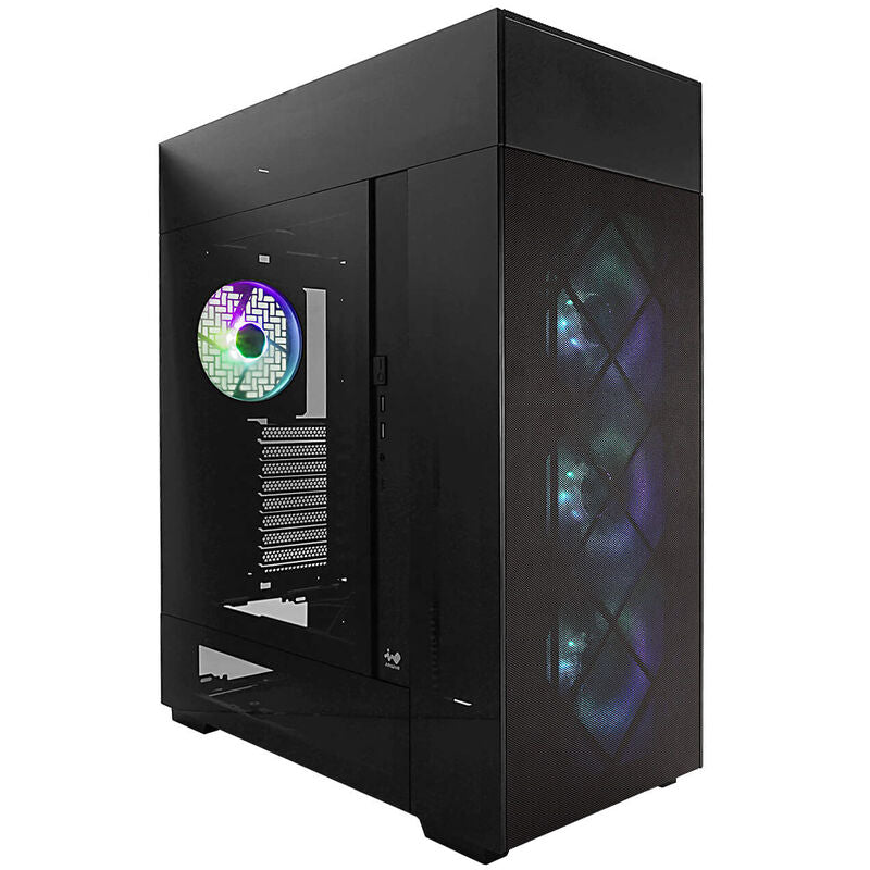 InWin Modfree Deluxe kabinett fulltårn herdet glass E-ATX svart forfra