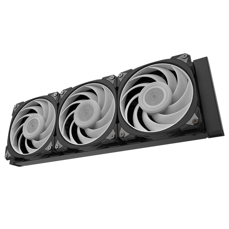 Detalj av InWin MR36 ARGB AIO vannkjøling 360 mm svart pumpe