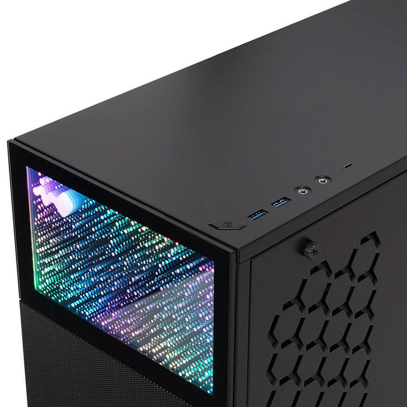 InWin N127 kabinett midtårn herdet glass svart luftkjøling plass