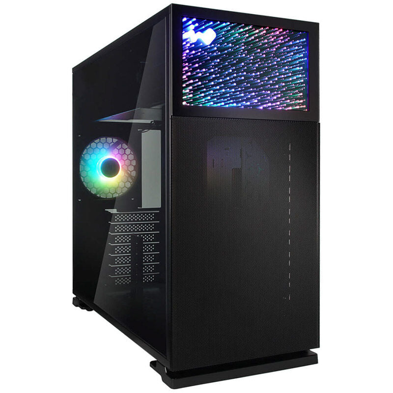 InWin N127 kabinett midtårn herdet glass svart forfra