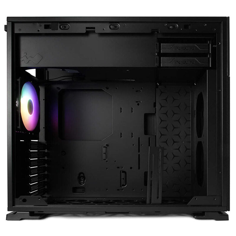 InWin N127 kabinett midtårn herdet glass svart oversikt av I/O-panel