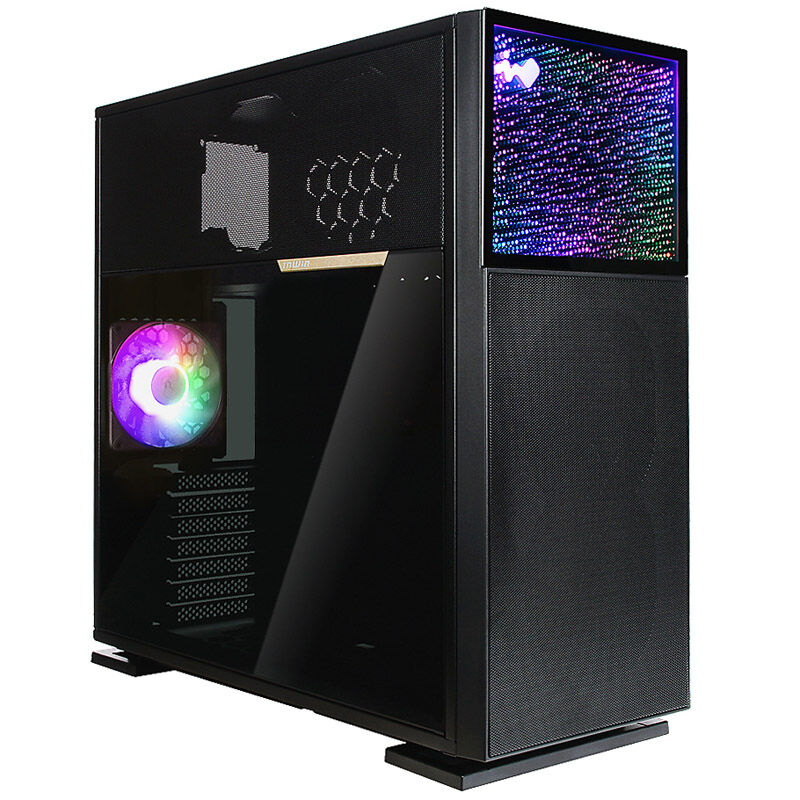 InWin N515 kabinett midtårn herdet glass svart forfra