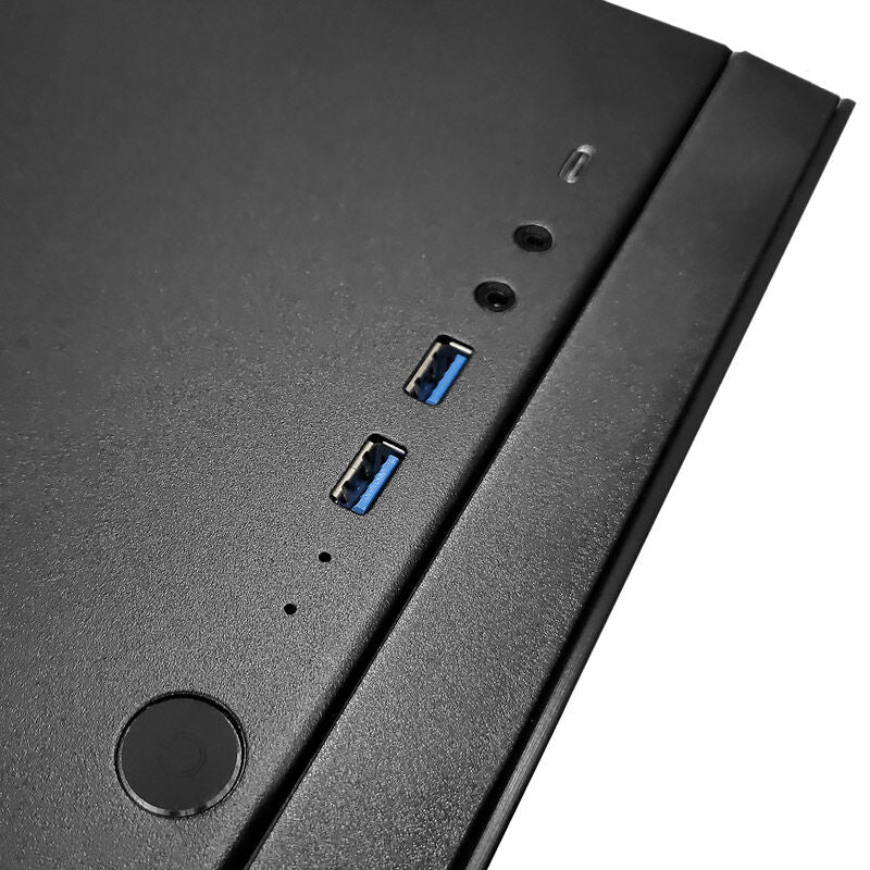 InWin N515 kabinett midtårn herdet glass svart I/O-panel