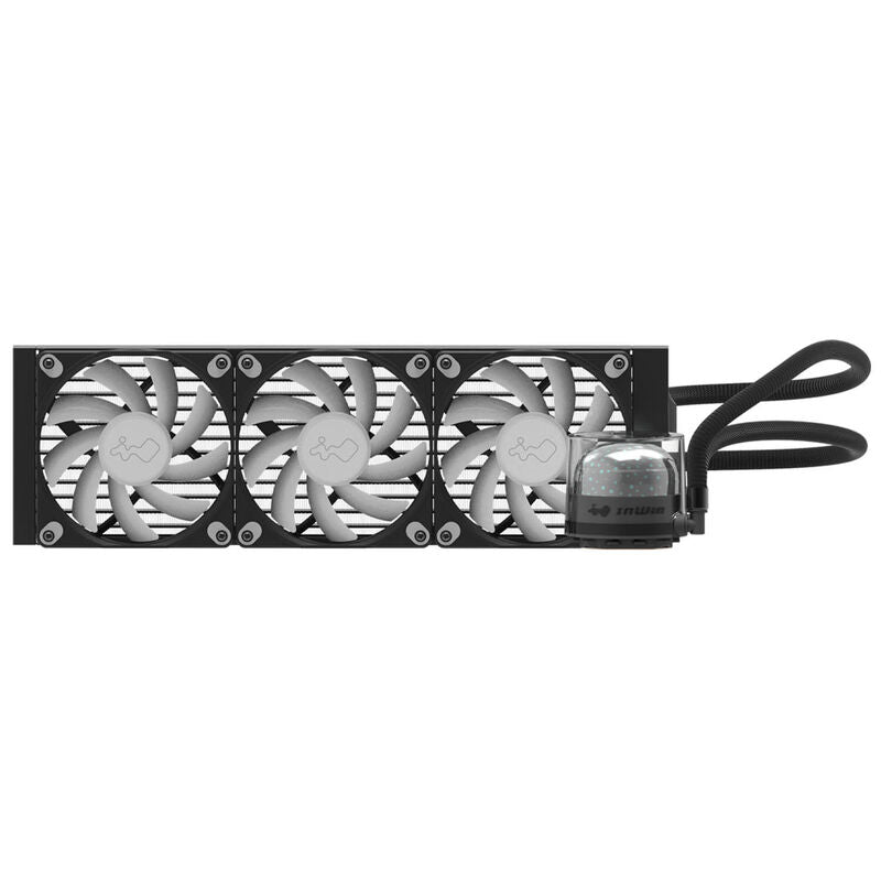 Nærbilde av InWin NR36 ARGB AIO vannkjøling 360 mm svart vifte