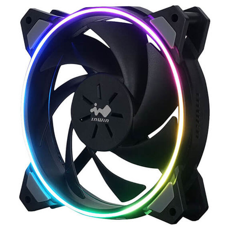 InWin Sirius Loop RGB PWM vifte 3-pakk montert i PC-kabinett
