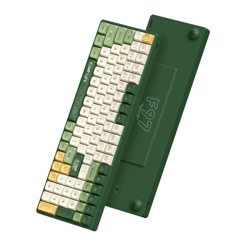 IQUNIX F97 Camping trådløs mekanisk gamingtastatur nærbilde av RGB-belysning