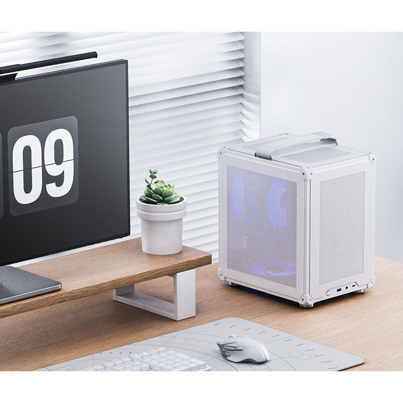 Jonsbo C6-ITX kabinett i hvit farge med åpen side