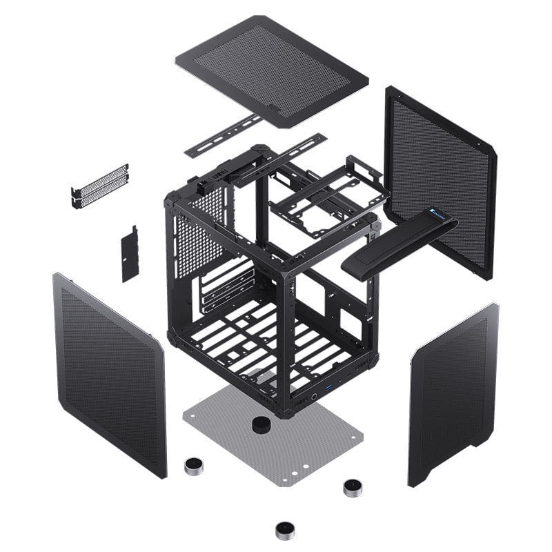 Jonsbo C6-ITX Mini-ITX kabinett minitårn svart med montert grafikkort