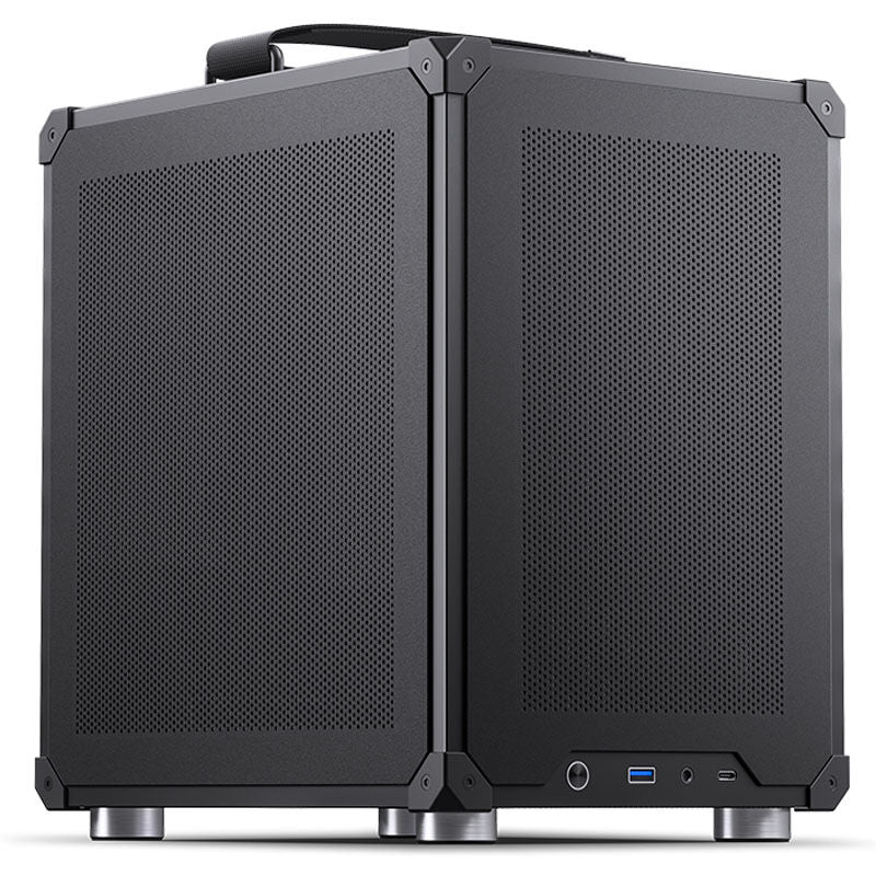 Jonsbo C6 kabinett minitårn Micro-ATX med bærehåndtak svart bakside