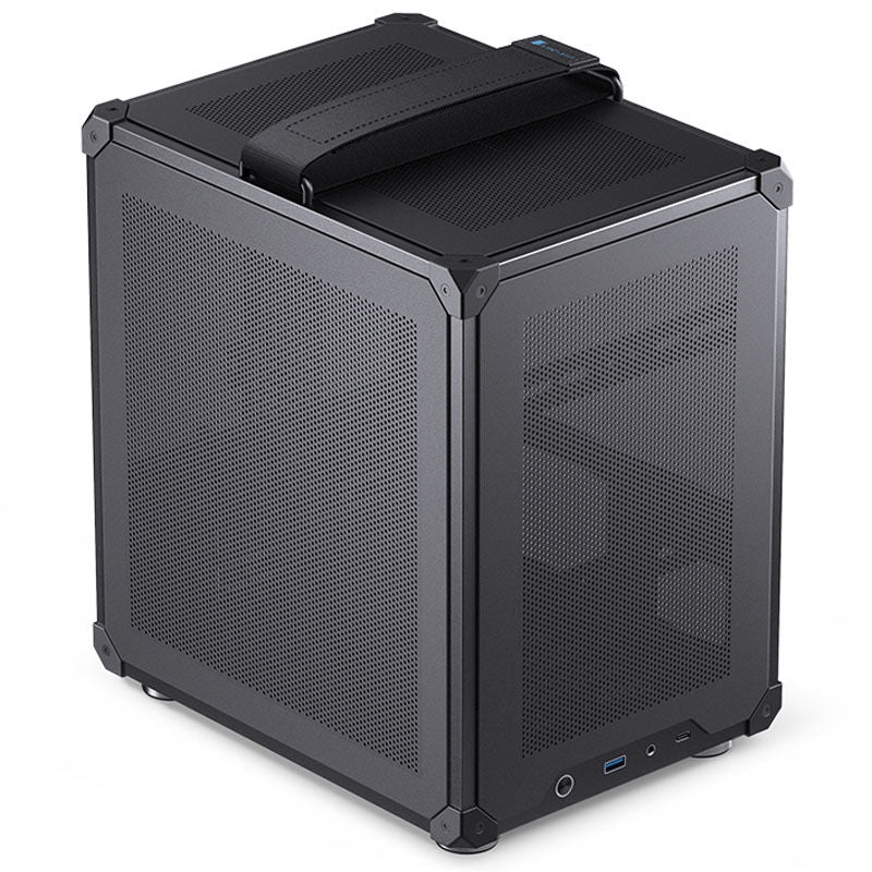 Jonsbo C6 kabinett minitårn Micro-ATX med bærehåndtak svart forfra