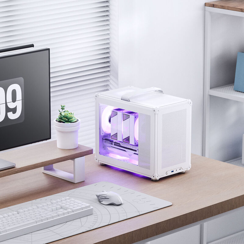 Jonsbo C6 MAX kabinett Micro-ATX herdet glass svart detalj nærbilde