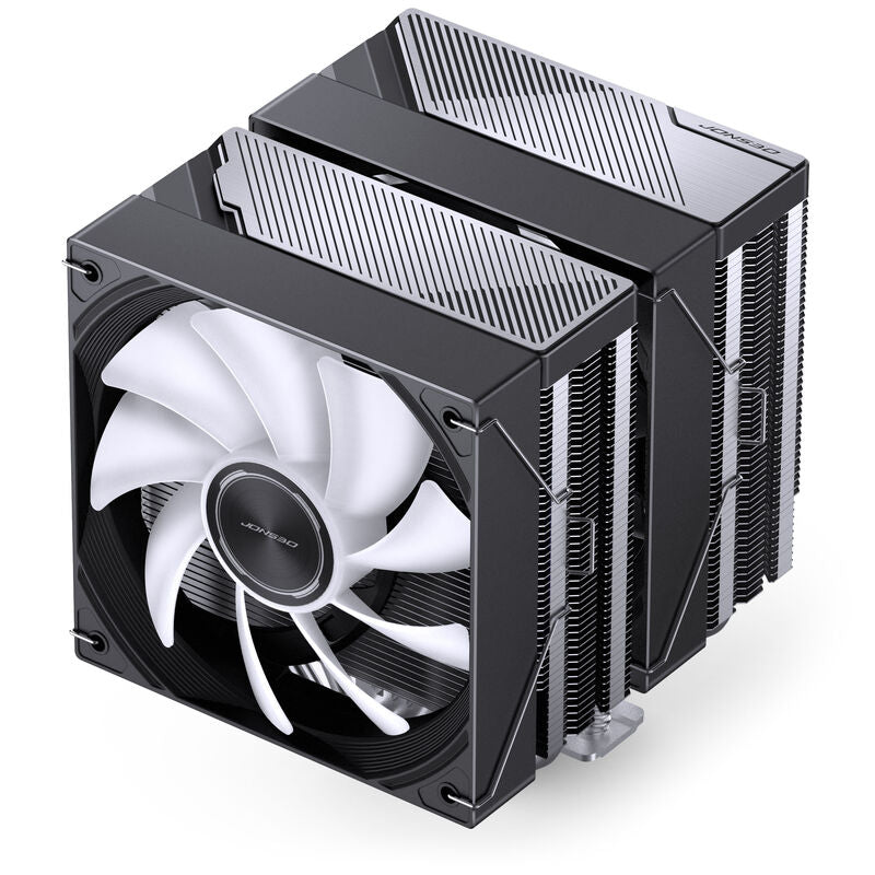 Nærbilde av vifte på Jonsbo CA80 CPU-kjøler dobbelttårn 2x 120 mm PWM RGB svart
