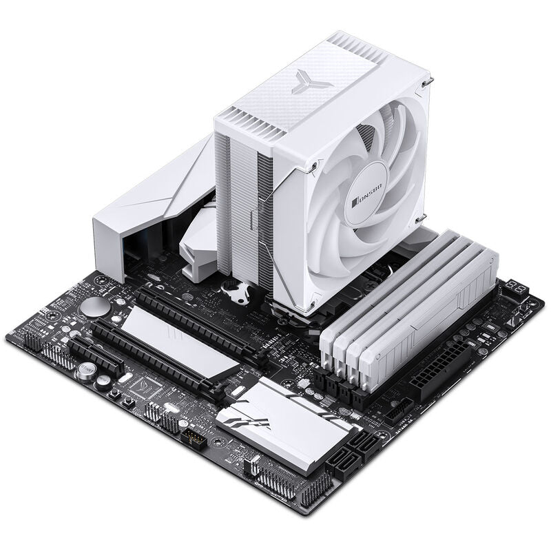 Jonsbo CR-1000MAX CPU-kjøler ARGB 120 mm hvit i nærbilde av heatpipes