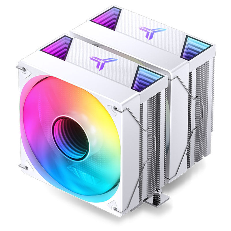 Jonsbo CR-3000 ARGB CPU-kjøler dobbelttårn hvit montert i PC