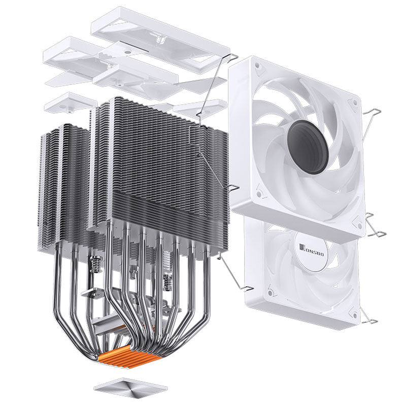 Jonsbo CR-3000 ARGB CPU-kjøler dobbelttårn hvit sideprofil