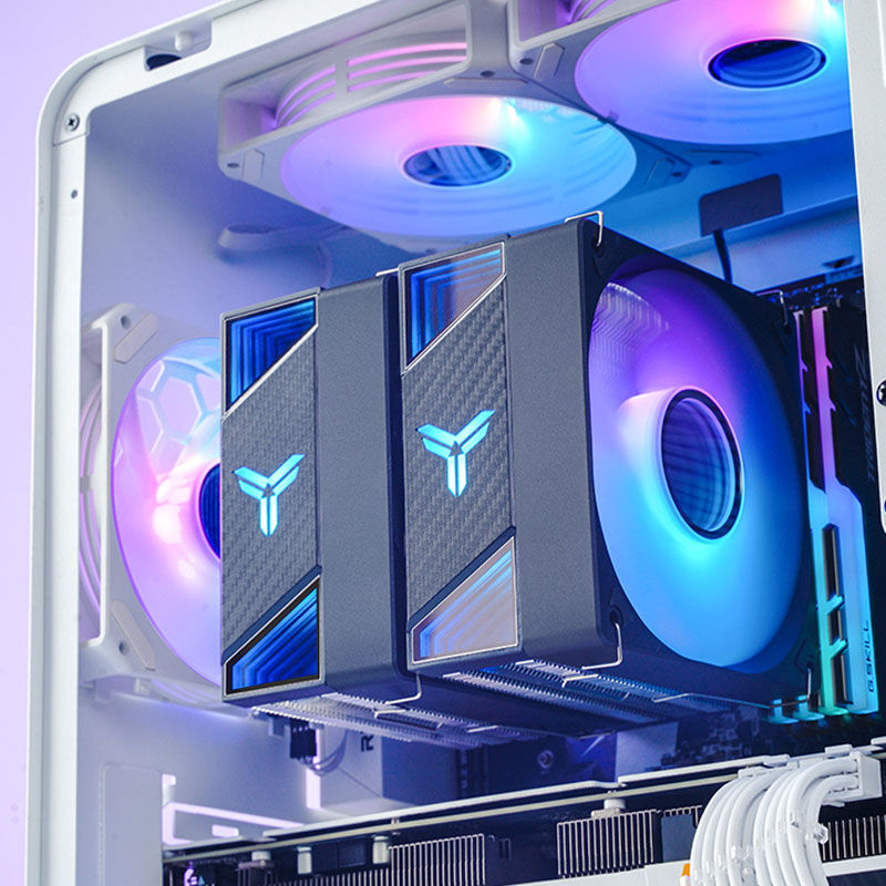 Oversikt over Jonsbo CR-3000 CPU-kjøler dobbelttårn ARGB 2x 120 mm svart i svart utførelse